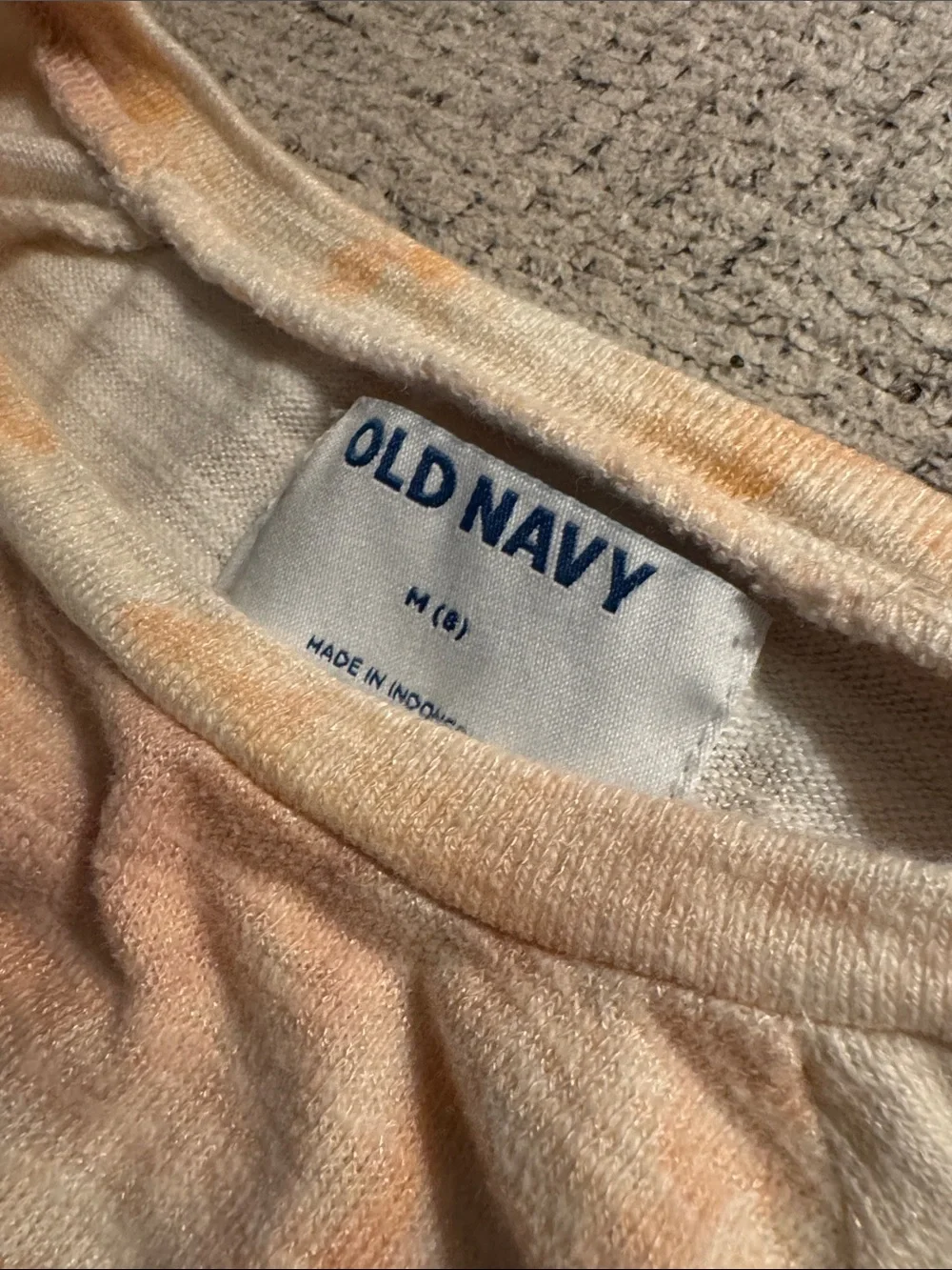 Old Navy Cream and Peach Tie-Dye Long Sleeve Dress